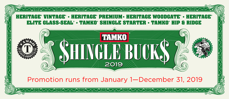 TAMKO Shingle Bucks 2019