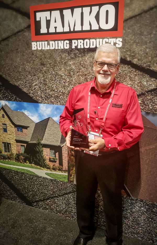 TAMKO Vice President of Sales &amp; Marketing Stephen McNally receives UL Award for 50-years Dedication to Safety